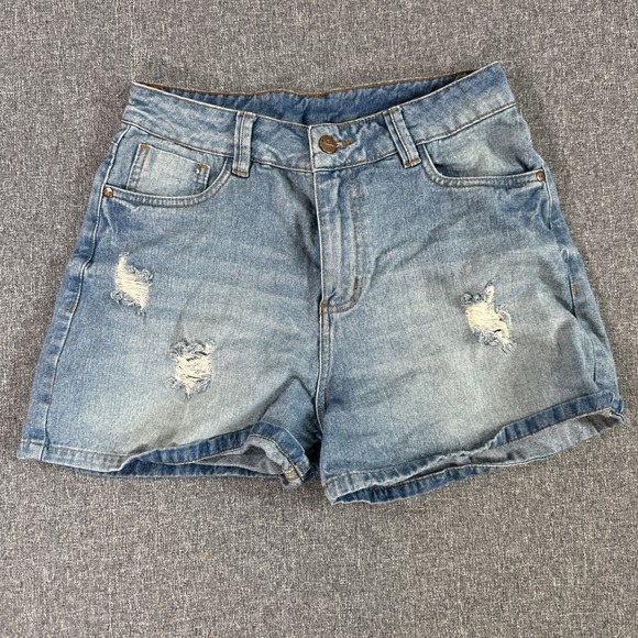 Lark & Wolff Pants - LAR High Rise Distressed Denim Shorts Women's‎ Size 30 Blue Mom Jean Shorts